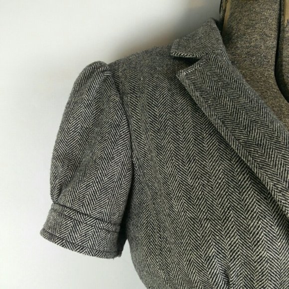 Loft petites herringbone short sleeve grey jacket - Picture 15 of 16